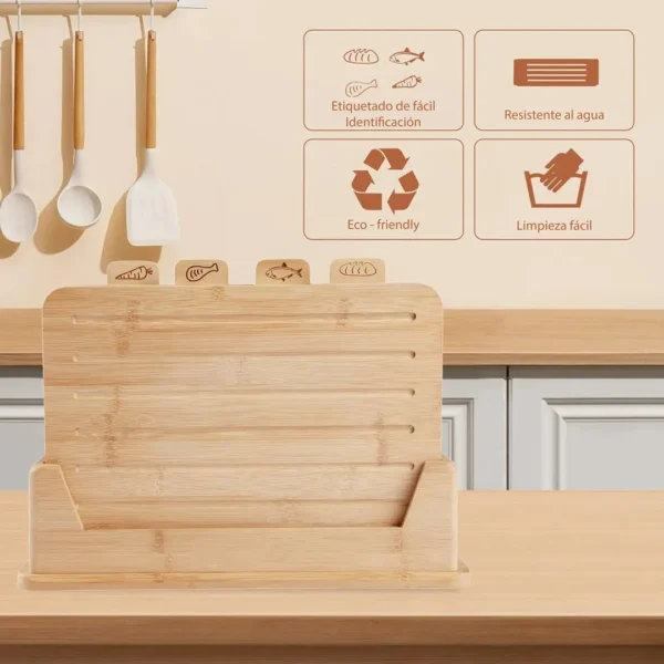 Kit de 4 tablas de bambú con base