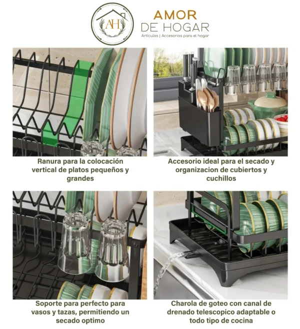 Escurridor de cocina de doble nivel