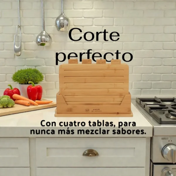 Kit de 4 tablas de bambú con base
