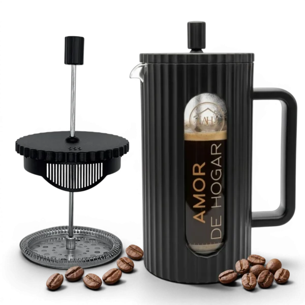 Prensa Francesa con Jarra Graduada de 1 Litro y Cubierta Protectora | Para Café Molido, Té e Infusiones