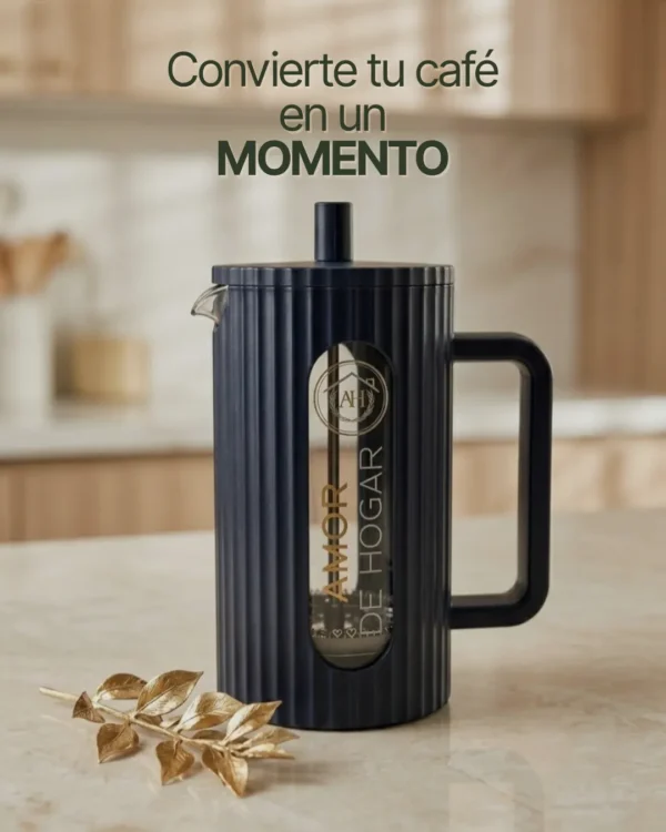 Prensa Francesa con Jarra Graduada de 1 Litro y Cubierta Protectora | Para Café Molido, Té e Infusiones