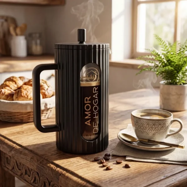 Prensa Francesa con Jarra Graduada de 1 Litro y Cubierta Protectora | Para Café Molido, Té e Infusiones