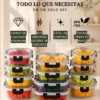 Set de 12 Recipientes Herméticos de Vidrio para Comida y Almacenamiento, Contenedores para Cocina, Meal Prep, Microondas, Horno, Refrigerador y Congelador, sin BPA