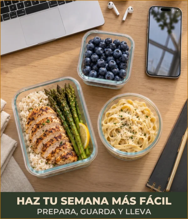 Set de 12 Recipientes Herméticos de Vidrio para Comida y Almacenamiento, Contenedores para Cocina, Meal Prep, Microondas, Horno, Refrigerador y Congelador, sin BPA