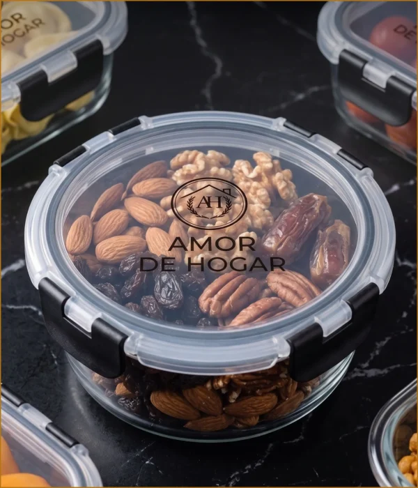 Set de 12 Recipientes Herméticos de Vidrio para Comida y Almacenamiento, Contenedores para Cocina, Meal Prep, Microondas, Horno, Refrigerador y Congelador, sin BPA