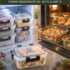 Set de 12 Recipientes Herméticos de Vidrio para Comida y Almacenamiento, Contenedores para Cocina, Meal Prep, Microondas, Horno, Refrigerador y Congelador, sin BPA