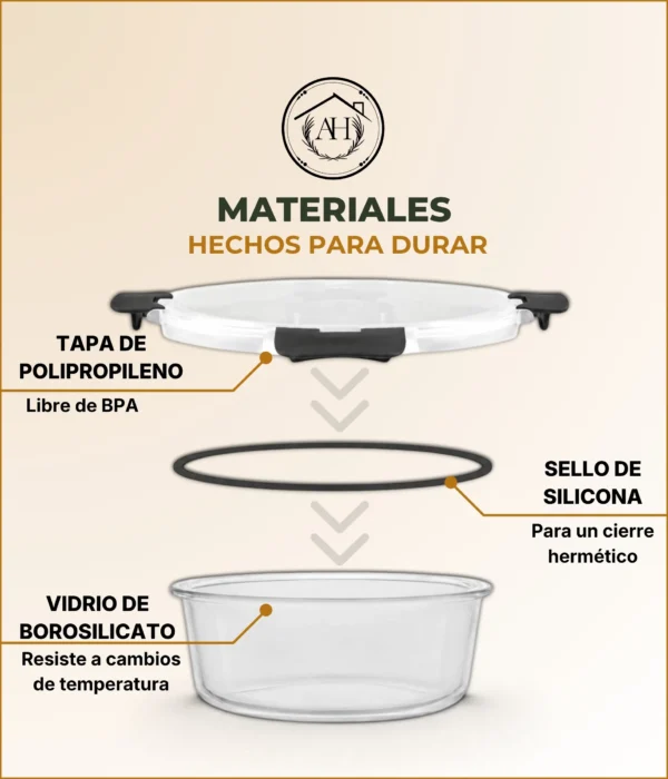 Set de 12 Recipientes Herméticos de Vidrio para Comida y Almacenamiento, Contenedores para Cocina, Meal Prep, Microondas, Horno, Refrigerador y Congelador, sin BPA