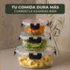Set de 12 Recipientes Herméticos de Vidrio para Comida y Almacenamiento, Contenedores para Cocina, Meal Prep, Microondas, Horno, Refrigerador y Congelador, sin BPA