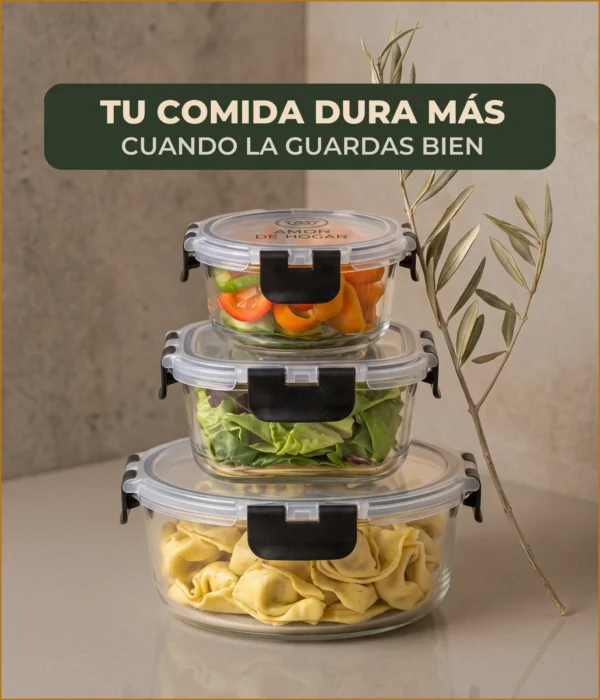 Set de 12 Recipientes Herméticos de Vidrio para Comida y Almacenamiento, Contenedores para Cocina, Meal Prep, Microondas, Horno, Refrigerador y Congelador, sin BPA