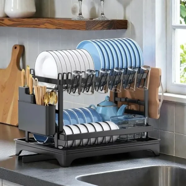 Escurridor de cocina de doble nivel