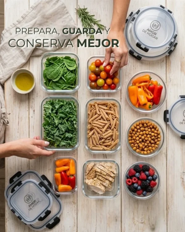 Set de 12 Recipientes de Vidrio Herméticos con Tapa – Contenedores para Alimentos y Meal Prep