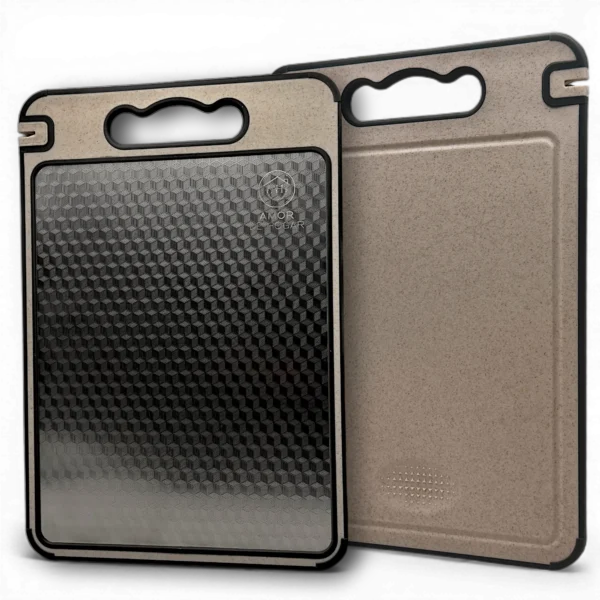 Tabla para Cortar de Acero Inoxidable 2 en 1, con afiador de cuchillos y rallador de ajo