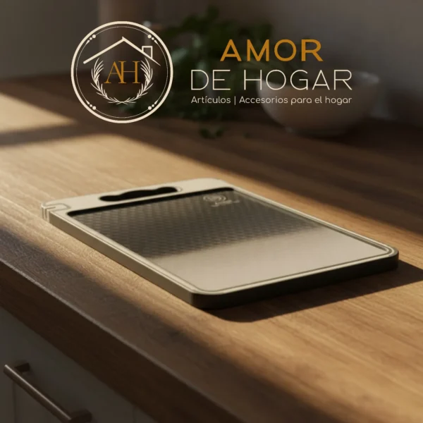 Tabla para Cortar de Acero Inoxidable 2 en 1, con afiador de cuchillos y rallador de ajo